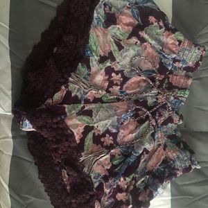 Medium wine colored floral shorts